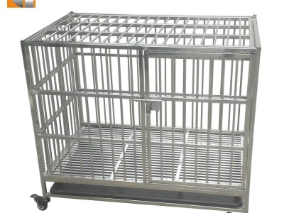 Stainless steel material pet  dog cage with plastic tray