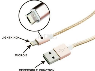 USB AM to Lightning with Micro B Double Side reversible cable