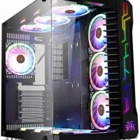 Gaming PC Case ATX Computer Game Case Mid Tower 3.0 USB Tempered Glass Panel