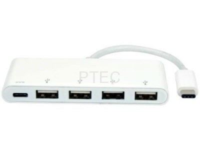 USB 3.1 Type C to USB 4 Port Hub with Type C Charging Combo Adapter
