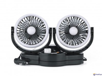 New upgrade 5 inch twin car fan fragrance automatic oscillating cooling fan 12v