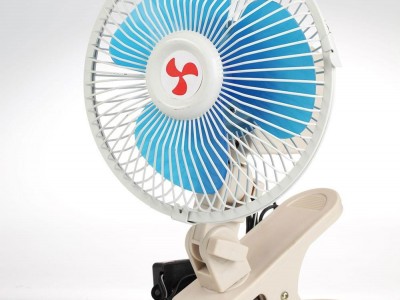 Oscillating full-seal guard clip-on car fan 6 inch with cigarette plug