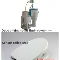 Sensor toilet seat with deodorizing toilet flush valve