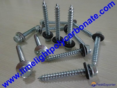 Self drilling wood screw with EPDM gasket for polycarbonate sheets & PVC sheets