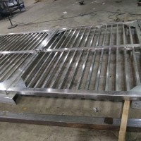 Stainless steel gate at Ting Kok Tsuen, Tai Po, Hong Kong