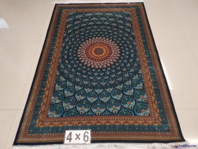 4x6ft new design blue color handmade silk persian rug for collection