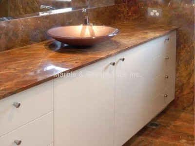 Rosso Damascus bathroom