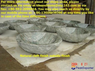 Round sink made out of semi-precious stone