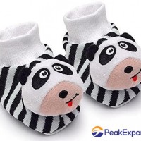 Black & White Pair of Panda Baby Booties Foot Rattles