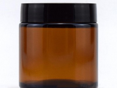 8oz amber glass jar 3oz straight sided amber cosmetic cream jar with black lid