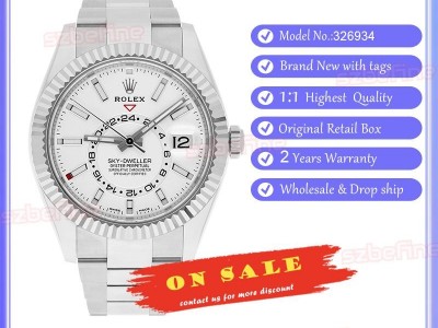 Rolex Sky-Dweller Steel White Gold Fluted Bezel 326934 42mm Watch Box