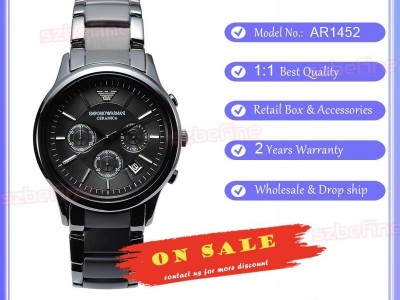 Emporio Armani AR1452 Men's Ceramica Quartz Chronograph Black Dial Watch