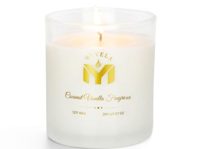 Scented Candle Coconut Vanilla  Fragrance  7.07 Oz Soy Wax 40 Hours Long L