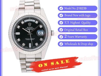 Rolex Day-Date II 218239 18k White Gold Presidential Black Diamond Dial