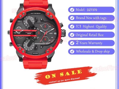 Diesel DZ7370 Mr Daddy 2.0 Chronograph Red Silicone Stainless Steel Watch 57mm