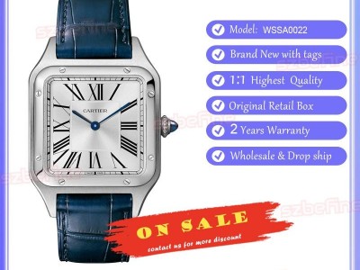 Cartier Dumont WSSA0022 Large Model Silver Dial Quartz Watch w/Box and Card