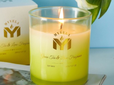 Scented Candle  Green Tea & Lime Fragrance  7.07 Oz Soy Wax 40 Hours Long L