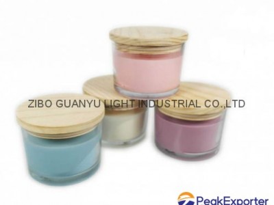 cylinder glass candle jar with wooden cap