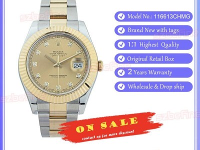 Rolex Datejust II 18k Yellow Gold Steel & Diamond Mens Watch Box/Papers 116333