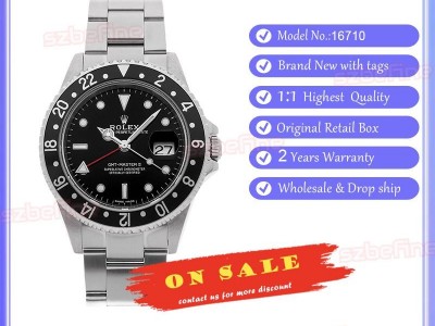 Rolex GMT-Master II Automatic 40mm Steel Mens Oyster Bracelet Watch Date 16710