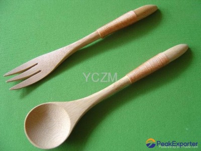 YCZM  Bamboo Soupspoon And Fork (Ties Up The Rope)