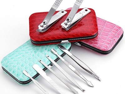 Manicure Set Stone Texture Fake Leather Case 12 pcs Nail Trimming Set
