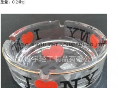 Glass ash tray with the decal