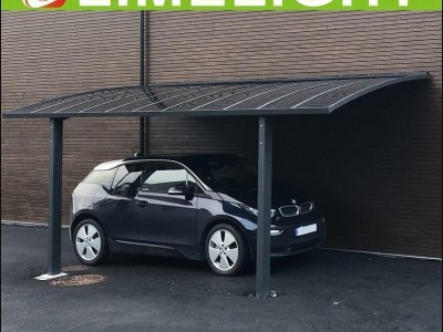Grey aluminium frame carport with grey polycarbonate glazing carport awning
