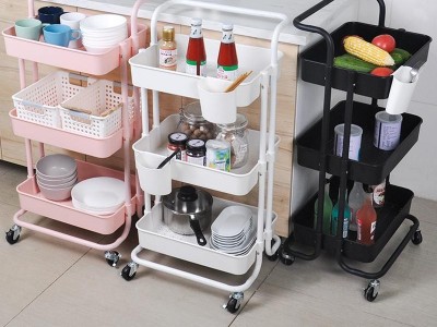 #1001 3-Tier Kitchen Trolley Cart ABS Material with Metal Tube