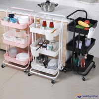 #1001 3-Tier Kitchen Trolley Cart ABS Material with Metal Tube