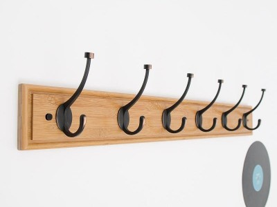 Oil Rubbed Bronze double robe white wood wall coat hat hooks wire rack Wall Moun