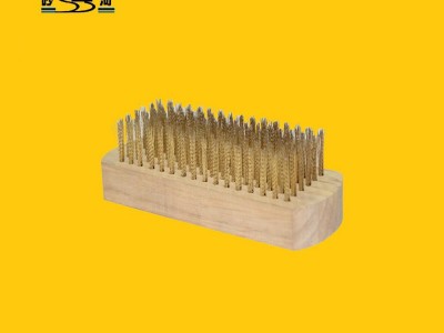 brass wire brush w/wooden handle economical quality type for removing rust