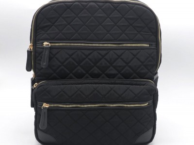 Trend beauty nylon quilted medium women backpack in black colour