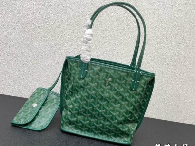 Goyard Mini Anjou Tote Green Goyard Calfskin Leather Bag