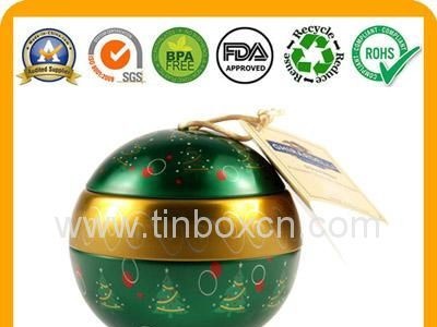 Customized christmas ball tin box gift tin cans