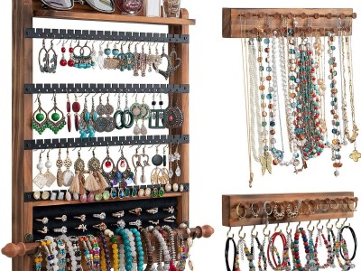 JEWELRY ORGANIZER WALL MOUNTED WALL JEWELRY ORGANIZER SET OF 3 WOOD HANGING JEWE