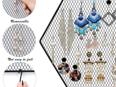 Hanging Earring Holder Wall Mounted, 2 Packs Earring Organizer Decorative Hexago