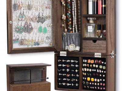 WOOD HANGING JEWELRY ORGANIZER WALL JEWELRY ORGANIZER WALL MOUNTED JEWELRY ORGAN