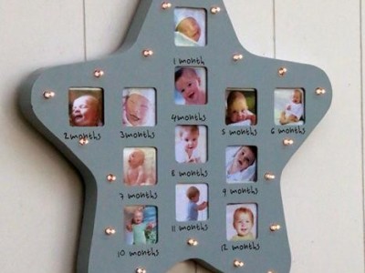 FU-18736  wood star sshape frame with LED