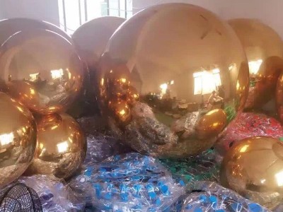 large hanging pvc gold inflatable mirror ball balloon