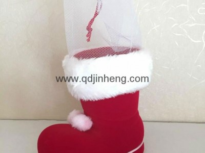red boots with red pile coating