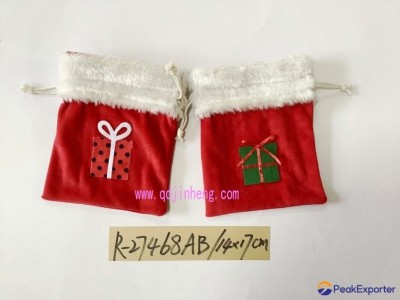 14X18CM drawsting bags red for Christmas tree decorations or storage for holiday