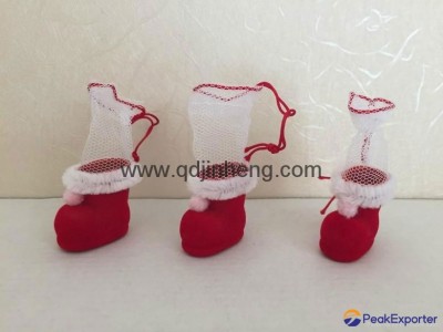 mini Christmas decoration boots with plastic material