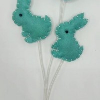 sticker plush rabbits green color for easter for flower pot,etc
