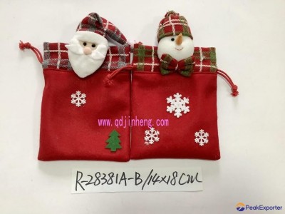 14X18CM drawsting bags with embroidery for Christmas gifts