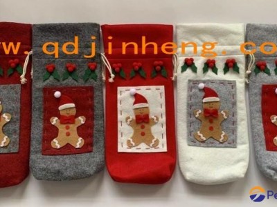 nonwoven wine bottle sleeve emboridery for Christmas