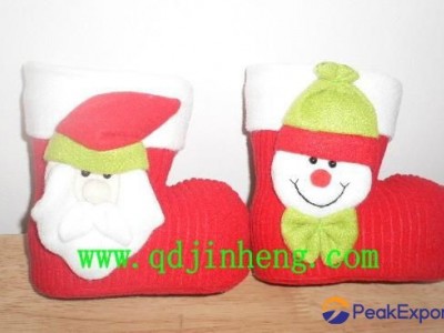 red PE christmas boots with cloth outer