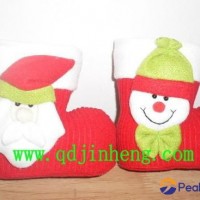 red PE christmas boots with cloth outer