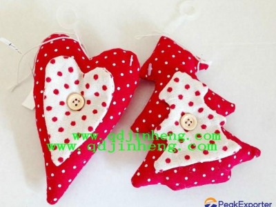stuffed hanging heart and Christmas tree