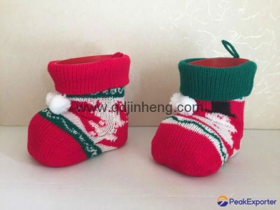 plsatic boots with knitted outer